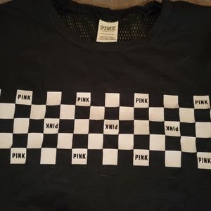 Victorias secret pink rare checkered mesh back t